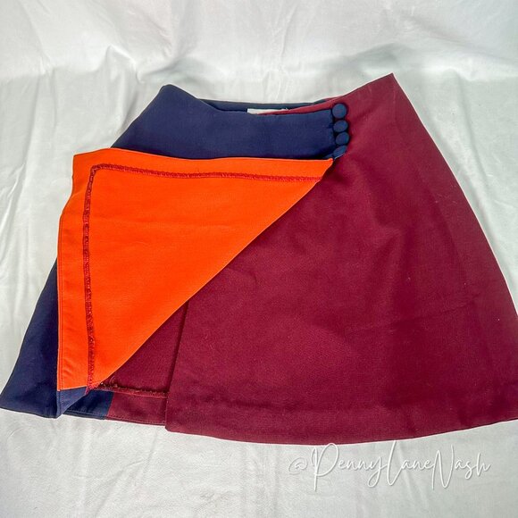 ASOS Colorblock Skirt with Button Wrap - Picture 5 of 8